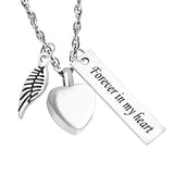 Stainless Steel Urn Necklace for Ashes Cremation Jewelry - Forever in My Heart