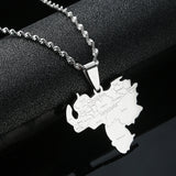 Stainless Steel Venezuela City Map Pendant Necklace Silver Venezuelan Jewelry