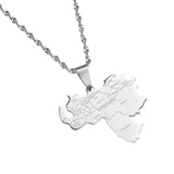 Stainless Steel Venezuela City Map Pendant Necklace Silver Venezuelan Jewelry