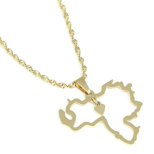 Venezuela Map Pendant Necklace - Stainless Steel - Heart Jewelry