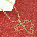 Venezuela Map Pendant Necklace - Stainless Steel - Heart Jewelry