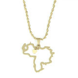 Venezuela Map Pendant Necklace - Stainless Steel - Heart Jewelry
