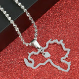 Venezuela Map Pendant Necklace - Stainless Steel - Heart Jewelry