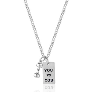 Vintage Barbell Pendant Necklace for Men