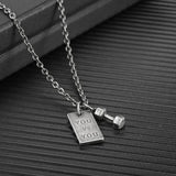 Vintage Barbell Pendant Necklace for Men