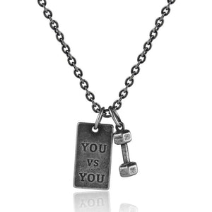 Vintage Barbell Pendant Necklace for Men