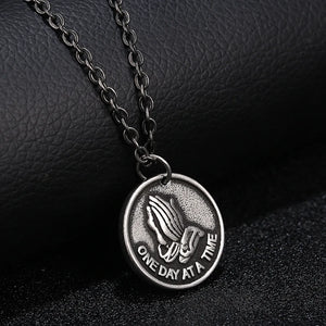 Stainless Steel Vintage Bible Verse Pendant Necklace
