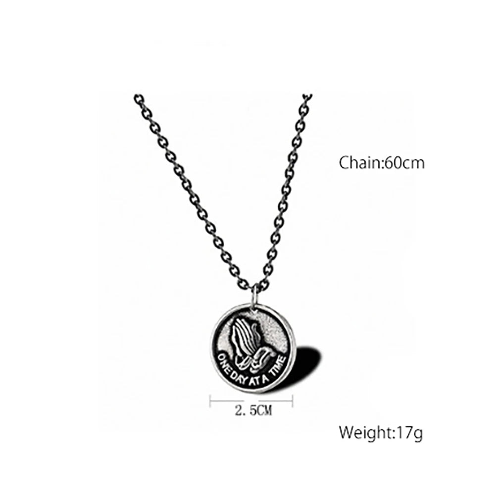 Stainless Steel Vintage Bible Verse Pendant Necklace