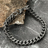 Stainless Steel Cuban Chain Bracelet Men Retro Wristband Christmas Gift
