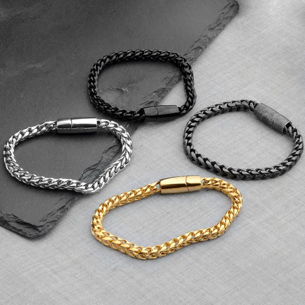 Stainless Steel Chain Link Men Bracelet Punk Rock Male Hand Jewelry Gift