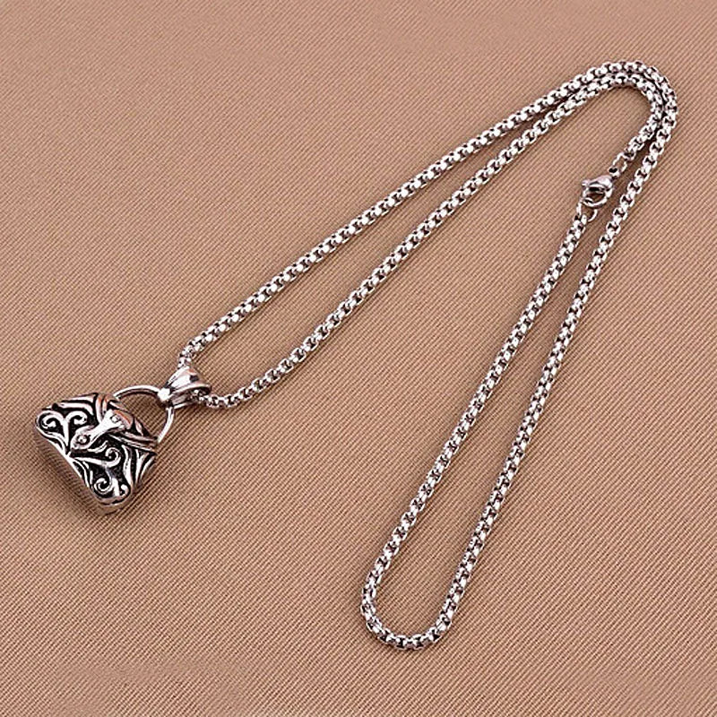 Vintage Stainless Steel Magic Bag Urn Pendant Necklace