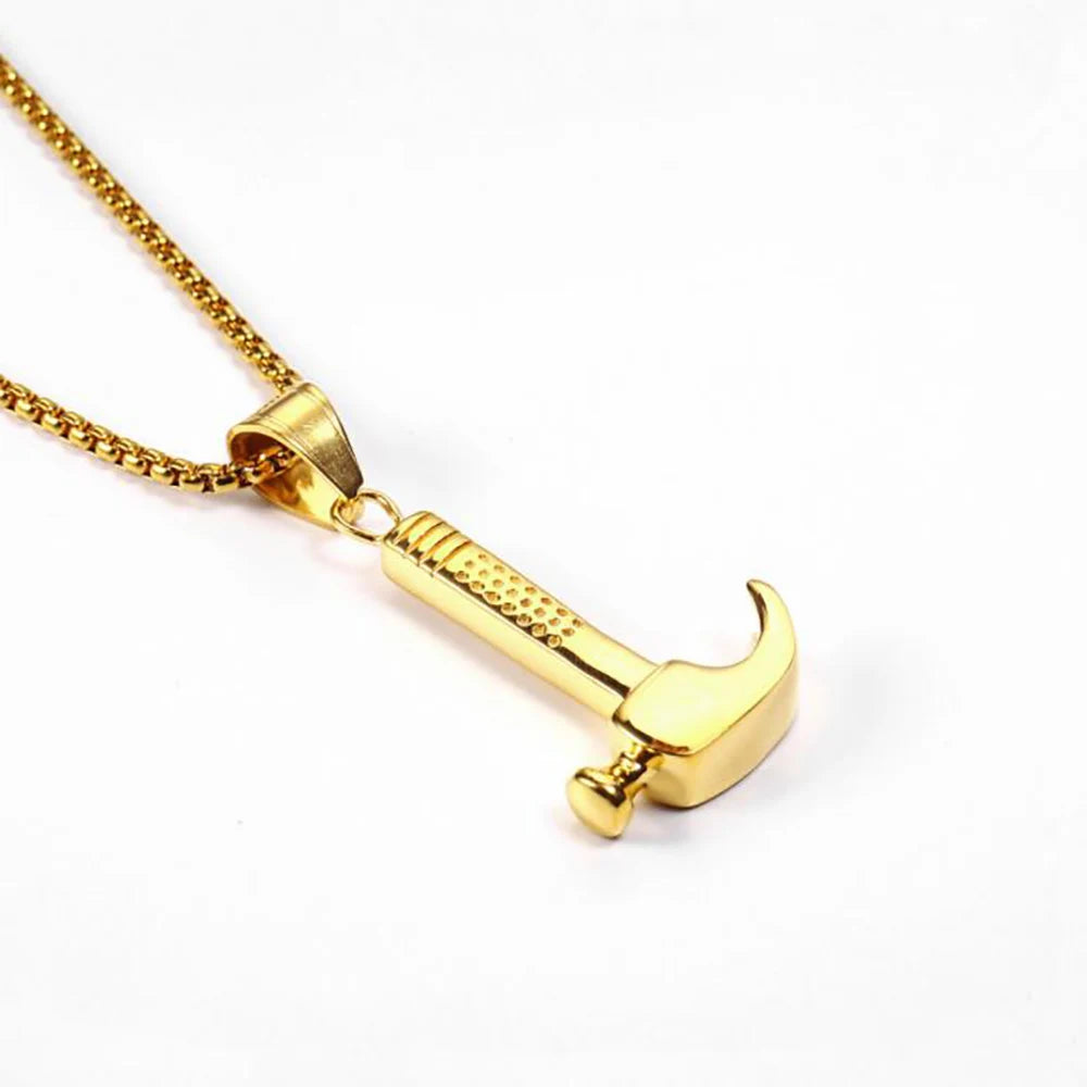 Vintage Hammer Pendant Necklace Men Punk Rock Jewelry Gift