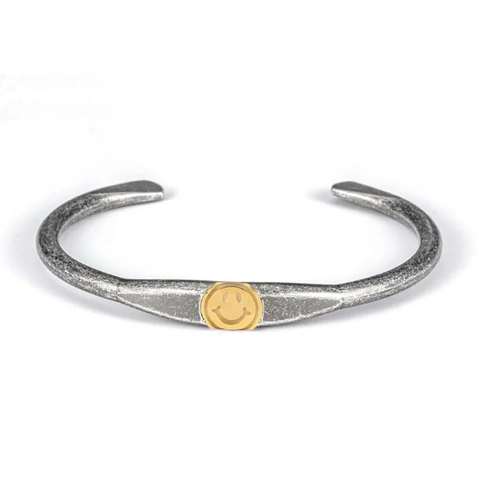Vintage Smiley Face Bracelet Bangle Jewelry Women Men Punk Rock Gift