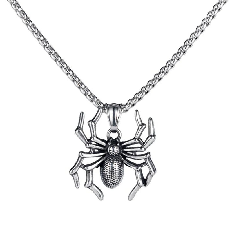 Vintage Spider Insect Punk Rock Pendant Necklace Halloween Gift