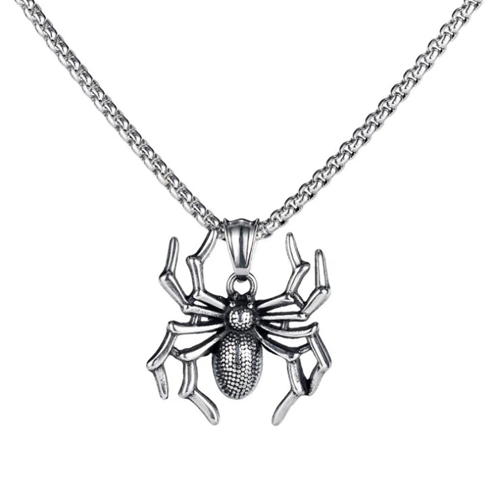Vintage Spider Insect Punk Rock Pendant Necklace Halloween Gift
