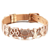 Stainless Steel Mesh Bracelet Micro Pave CZ Crystal Fairy Fox Charm Bracelet