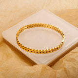 Waterproof Stainless Steel Bangle Bracelet for Women - 18K Plated Metal Bangles