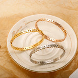 Waterproof Stainless Steel Bangle Bracelet for Women - 18K Plated Metal Bangles