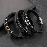 Stainless Steel Multi-layer Leather Bracelet 220*9mm