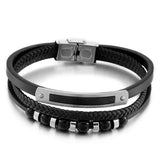 Stainless Steel Multi-layer Leather Bracelet 220*9mm