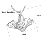 Stainless Steel Angel Wing Memorial Urn Necklace Pendant for Women