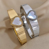 Stainless Steel Love Heart Bangles Bracelets for Women