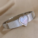 Stainless Steel Love Heart Bangles Bracelets for Women