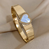 Stainless Steel Love Heart Bangles Bracelets for Women