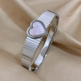 Stainless Steel Love Heart Bangles Bracelets for Women