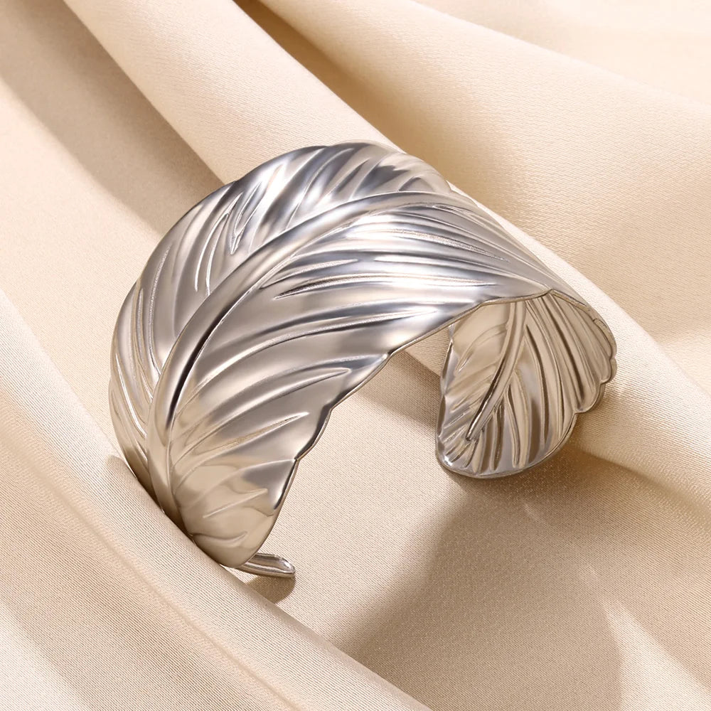 Vintage Hollow Wide Bracelet Stainless Steel