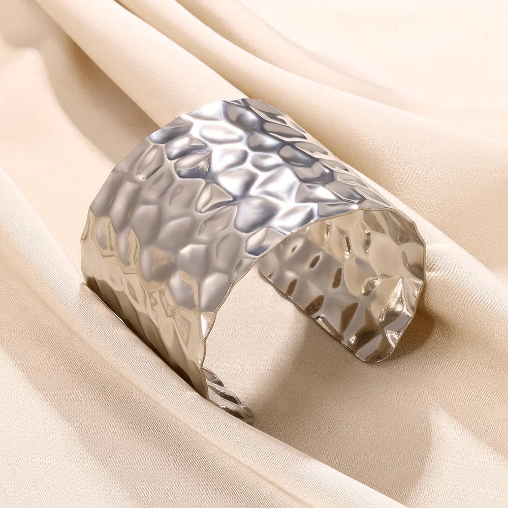 Vintage Hollow Wide Bracelet Stainless Steel