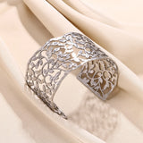 Vintage Hollow Wide Bracelet Stainless Steel