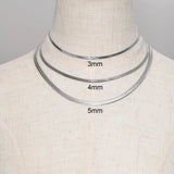 Flat Snake Chain Choker Necklaces 3mm/4mm/5mm Stainless Steel Men