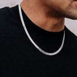 Flat Snake Chain Choker Necklaces 3mm/4mm/5mm Stainless Steel Men