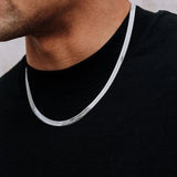 Flat Snake Chain Choker Necklaces 3mm/4mm/5mm Stainless Steel Men