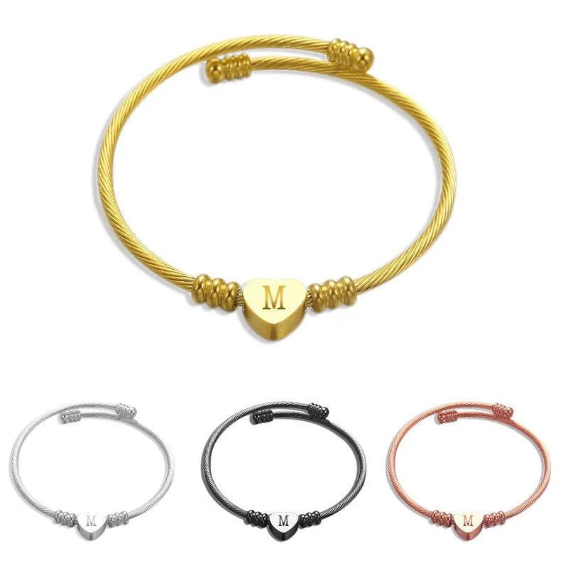 Heart-shaped Stainless Steel Wire Bracelet