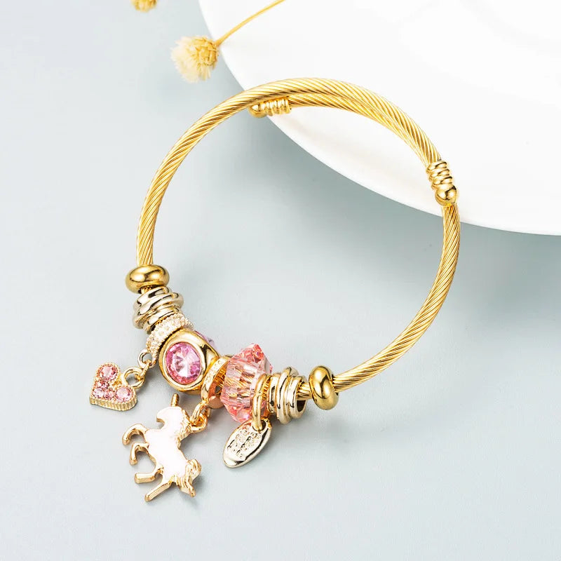Stainless Steel Wire Butterfly Bees Charm Bracelet