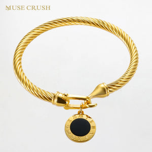 Stainless Steel Cable Bangle Cuff for Women