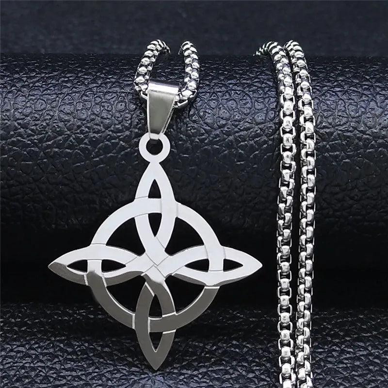 Stainless Steel Celtic Knot Necklace Wicca Jewelry N4273