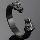 Stainless Steel Wolf Head Cuff Bangle Bracelet Men Leather 
