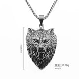 Stainless Steel Wolf Head Pendant Hipster Men's Retro Punk Necklace