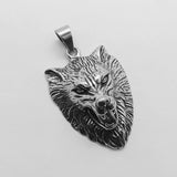 Stainless Steel Wolf Head Pendant Hipster Men's Retro Punk Necklace