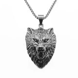 Stainless Steel Wolf Head Pendant Hipster Men's Retro Punk Necklace