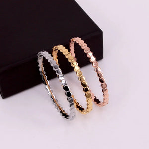 Stainless Steel Women Bangle 4mm Rhombic Honeycomb Bracelet