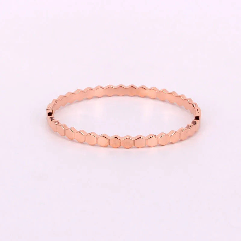 Stainless Steel Women Bangle 4mm Rhombic Honeycomb Bracelet