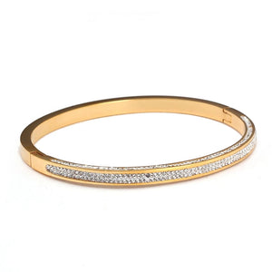 Stainless Steel Women Bangles Bracelets CZ Crystals Cuff Wristband
