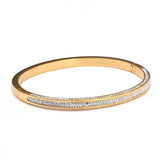 Stainless Steel Women Bangles Bracelets CZ Crystals Cuff Wristband