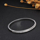 Stainless Steel Women Bangles Bracelets CZ Crystals Cuff Wristband
