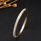 Stainless Steel Women Bangles Bracelets CZ Crystals Cuff Wristband
