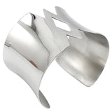Silver Wide Geometric Bracelet Stainless Steel Women Cuff Bangle
